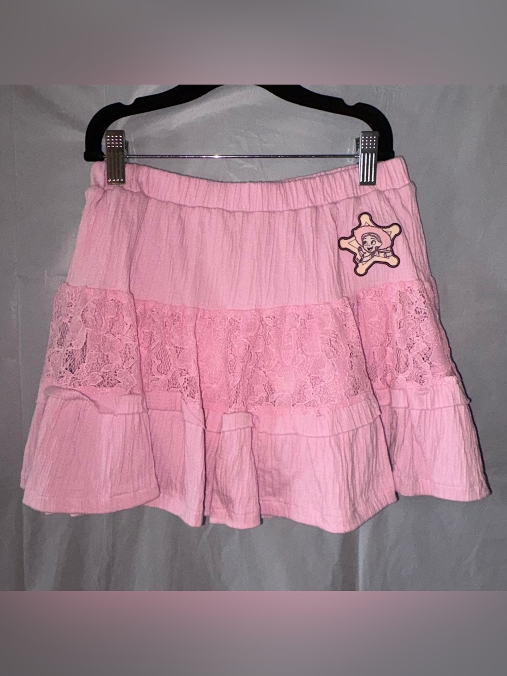 Disney Toy Story Jessie Skort Girls 10/12 Pink Western Collection Lace Tiered